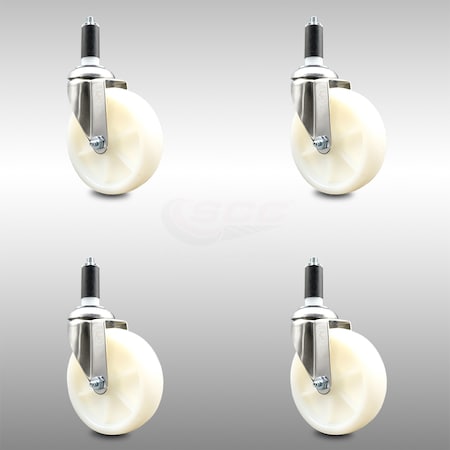 Service Caster 5 Inch 316SS Nylon Wheel Swivel 1-3/8 Inch Expanding Stem Caster Set SCC SCC-SS316EX20S514-NYS-138-4